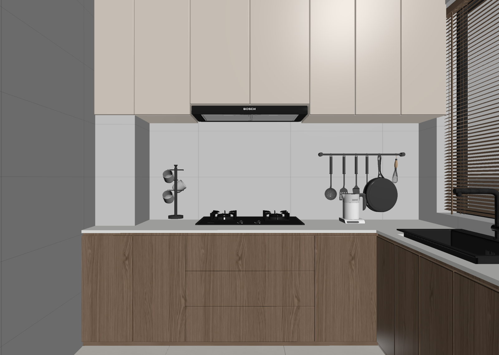 新中式封闭式厨房3D模型下载【ID:1214972413】
