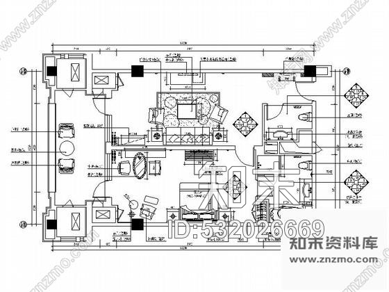 施工图天津某豪华酒店行政套房A户型装修图施工图下载【ID:532026669】