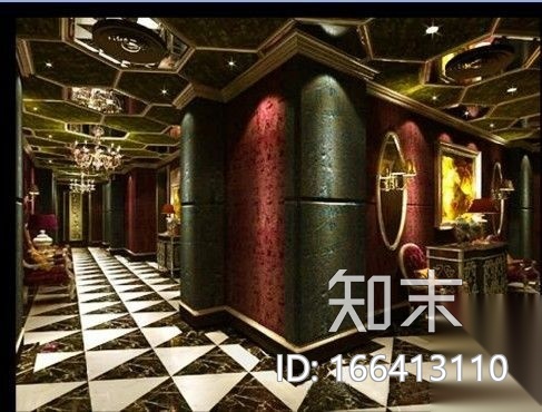 [昆明]某酒店夜总会室内装修施工图（含效果）cad施工图下载【ID:166413110】