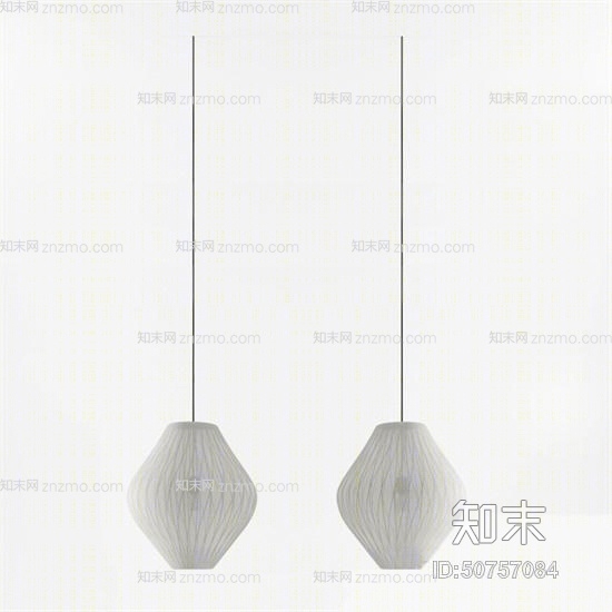 现代白色塑料吊灯3D模型下载【ID:50757084】