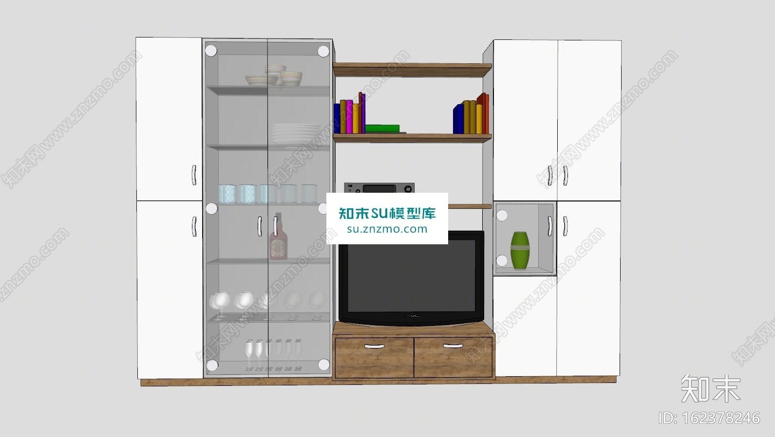 简约小型电视柜家具SU模型下载【ID:162378246】