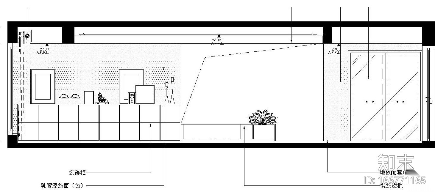 [福建]现代简约风格三室两厅室内装修施工图设计cad施工图下载【ID:166771165】