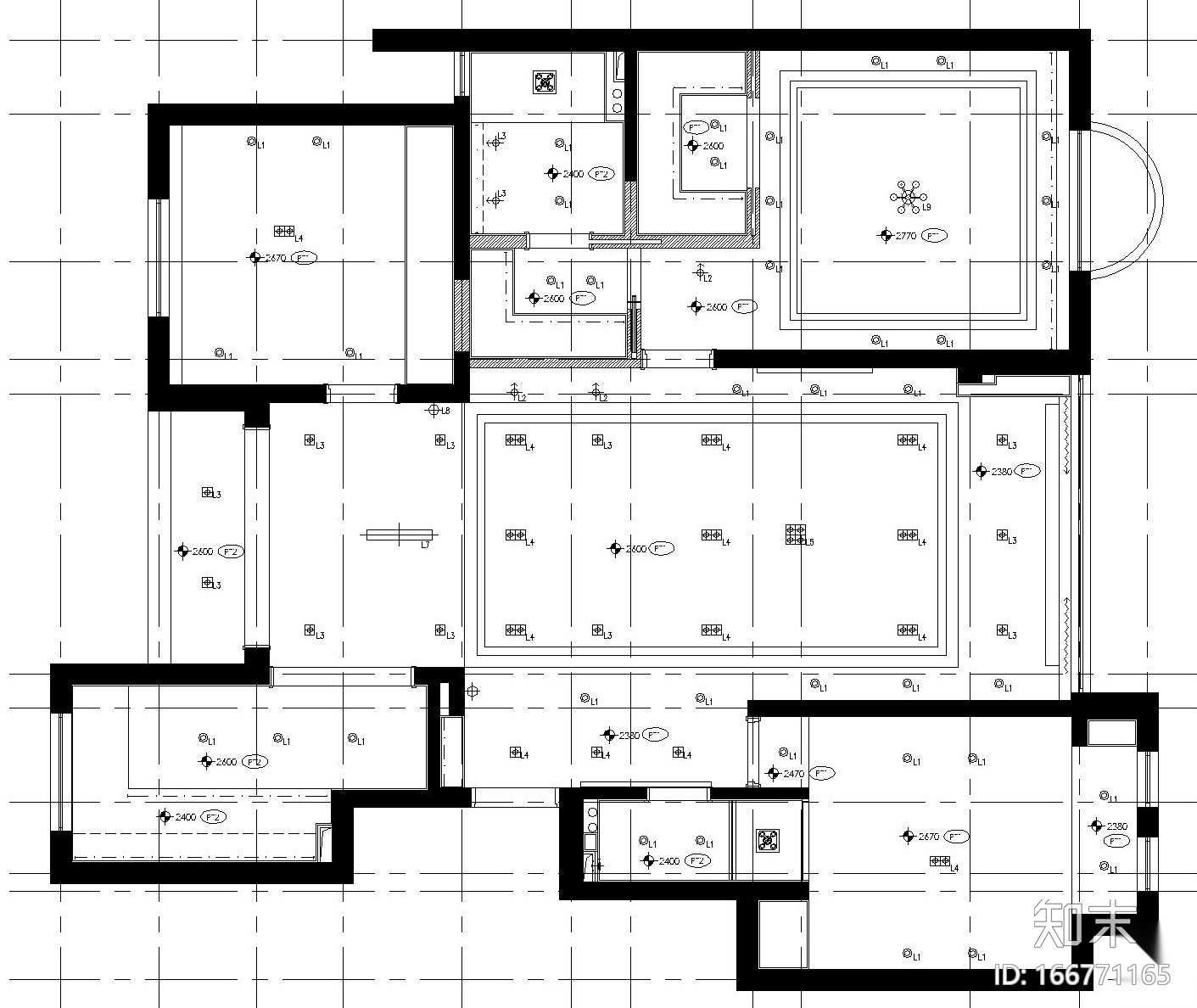 [福建]现代简约风格三室两厅室内装修施工图设计cad施工图下载【ID:166771165】