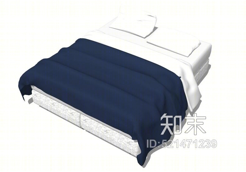 现代双人床SU模型下载【ID:521471239】