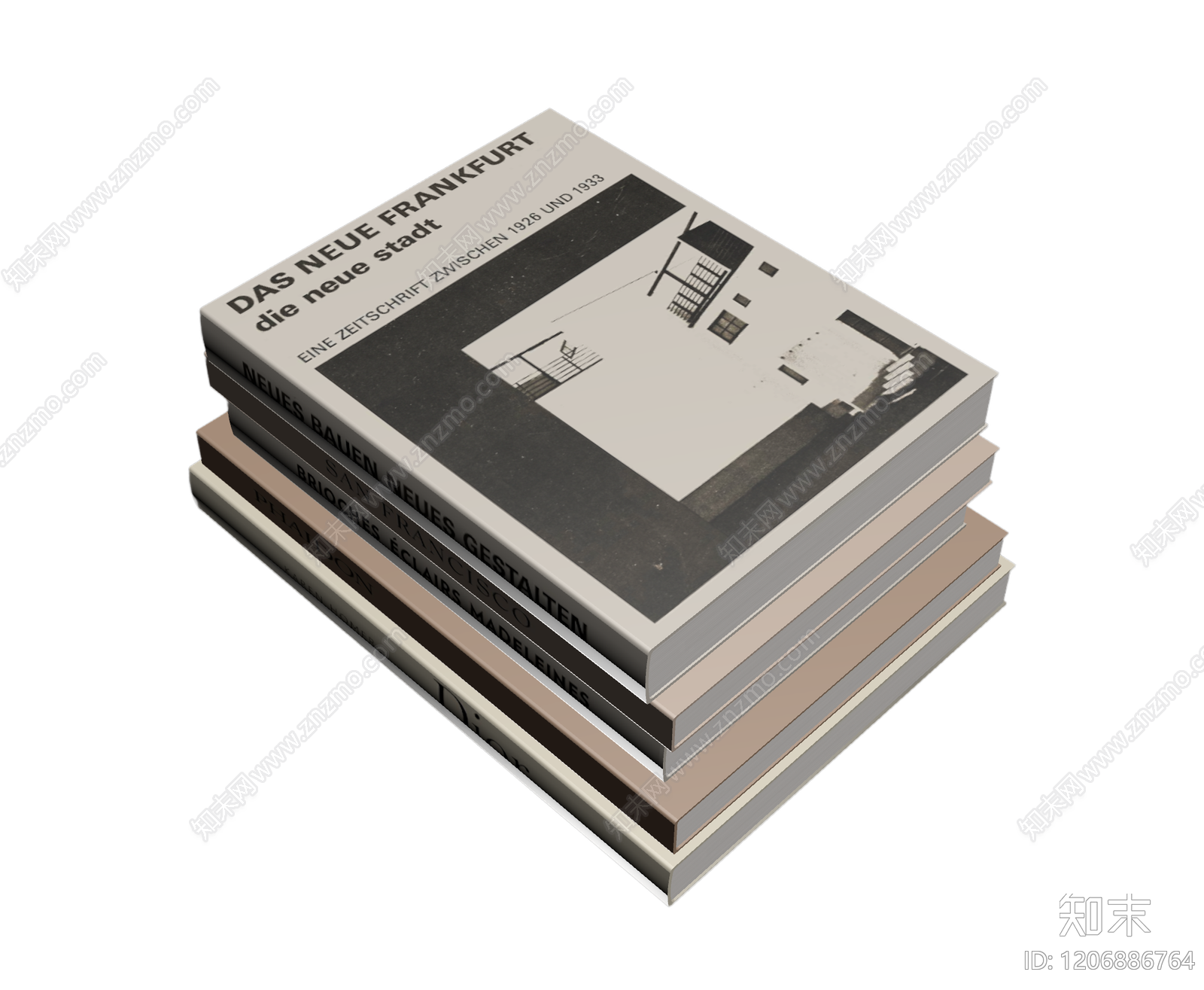 堆叠书籍组合3D模型下载【ID:1206886764】