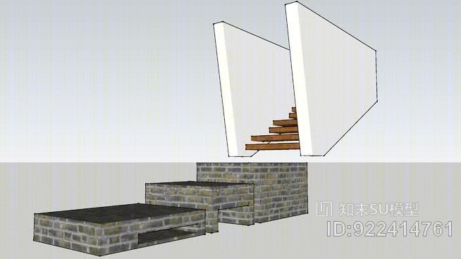 天花板楼梯SU模型下载【ID:922414761】