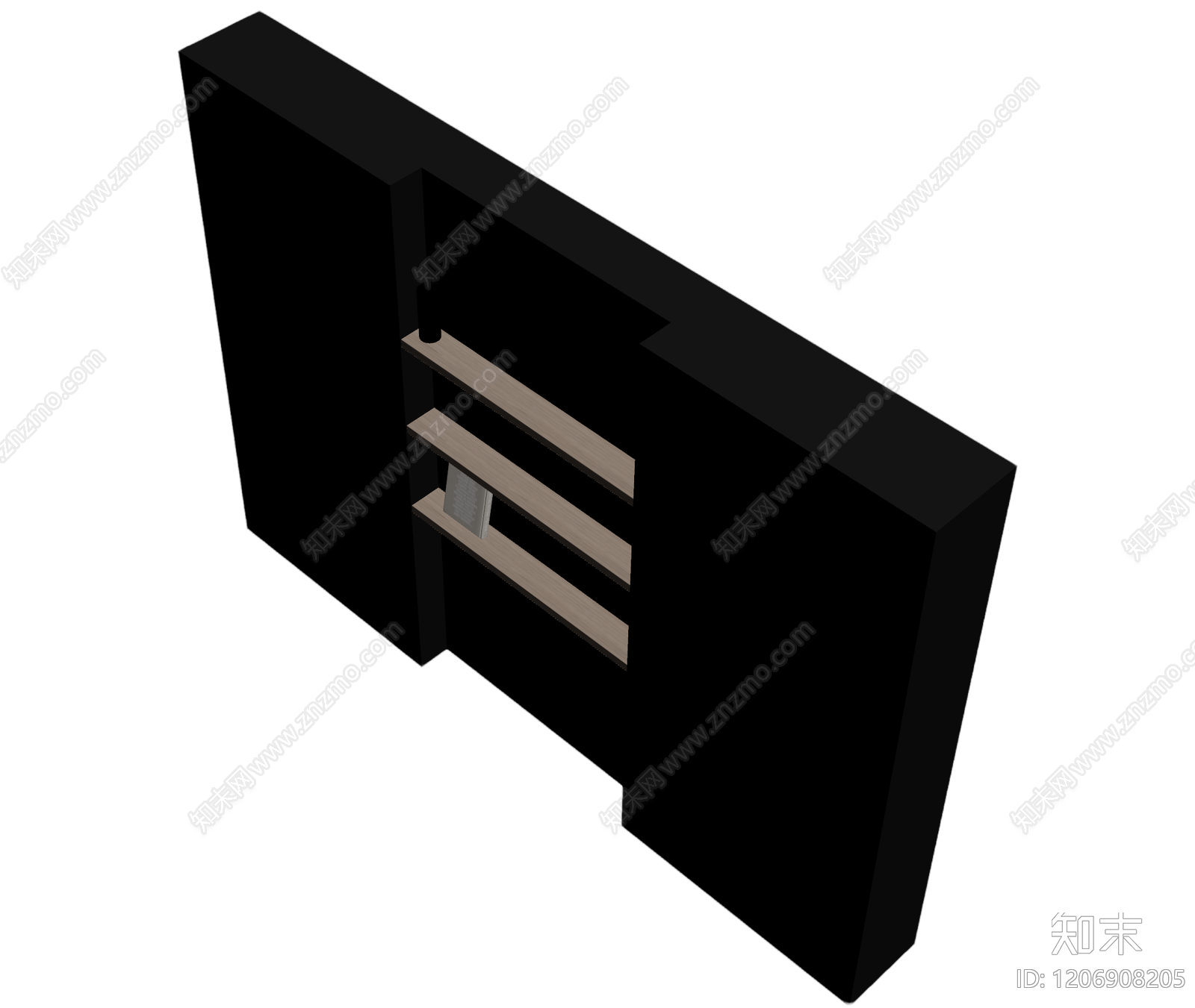 黑色书架带书本3D模型下载【ID:1206908205】