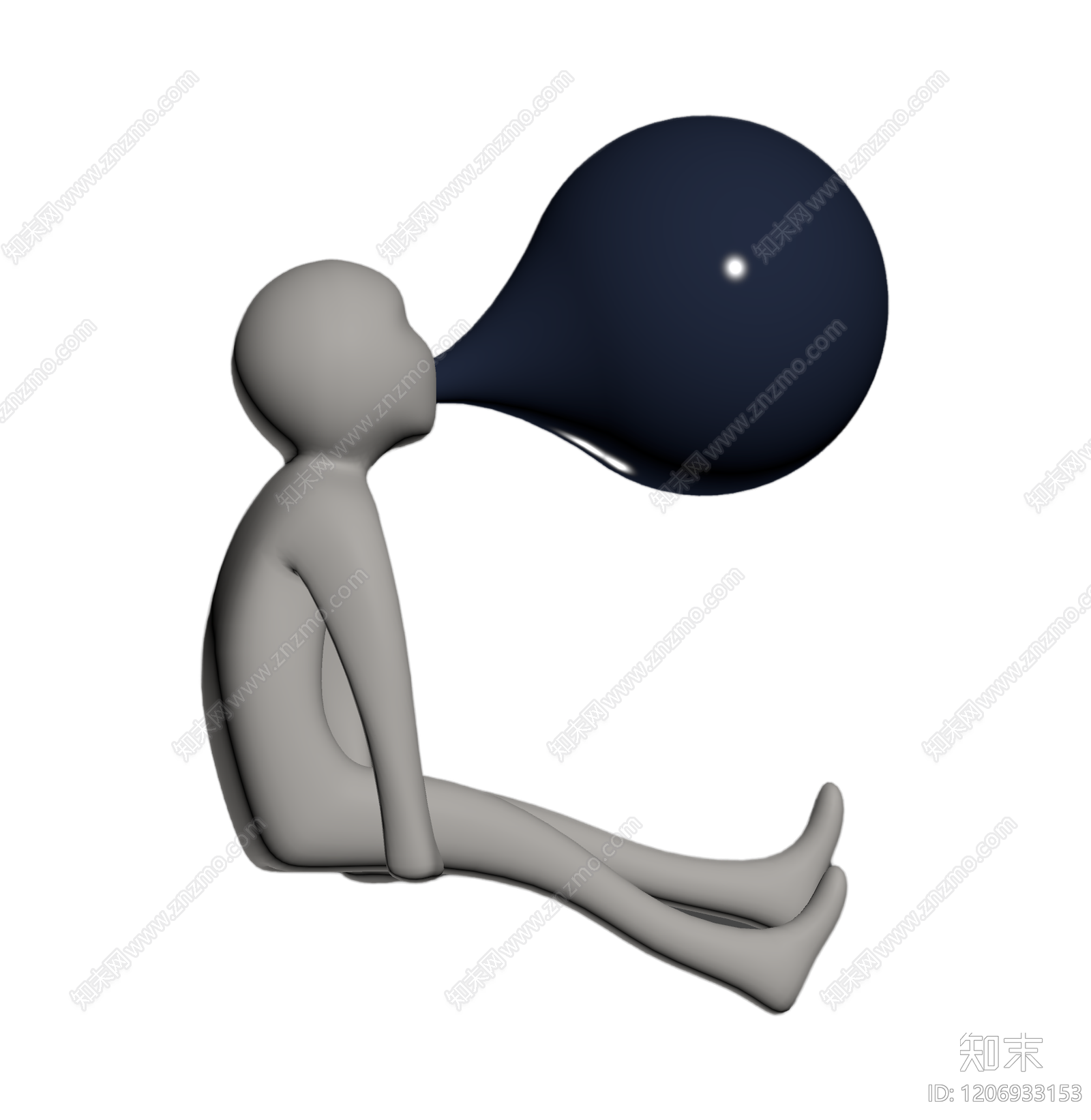 吹泡泡小人雕塑3D模型下载【ID:1206933153】
