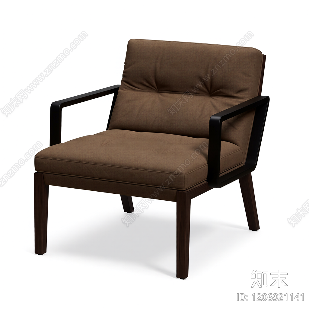 棕色皮质扶手椅3D模型下载【ID:1206921141】