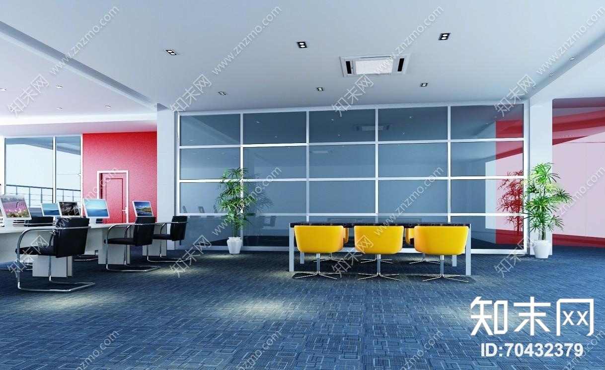 现代办公室前台3D模型下载【ID:70432379】