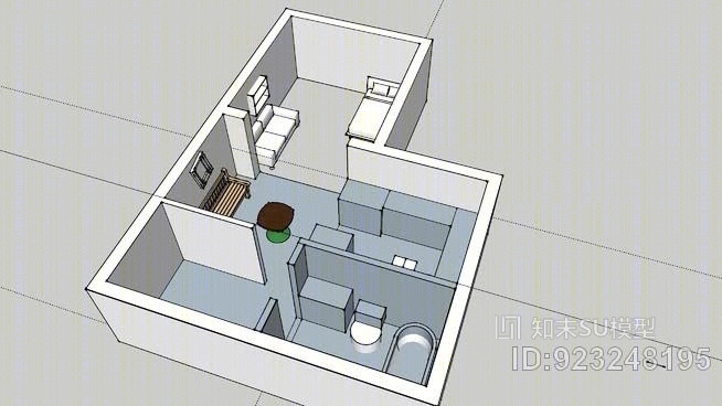 住宅平面图SU模型下载【ID:923248195】