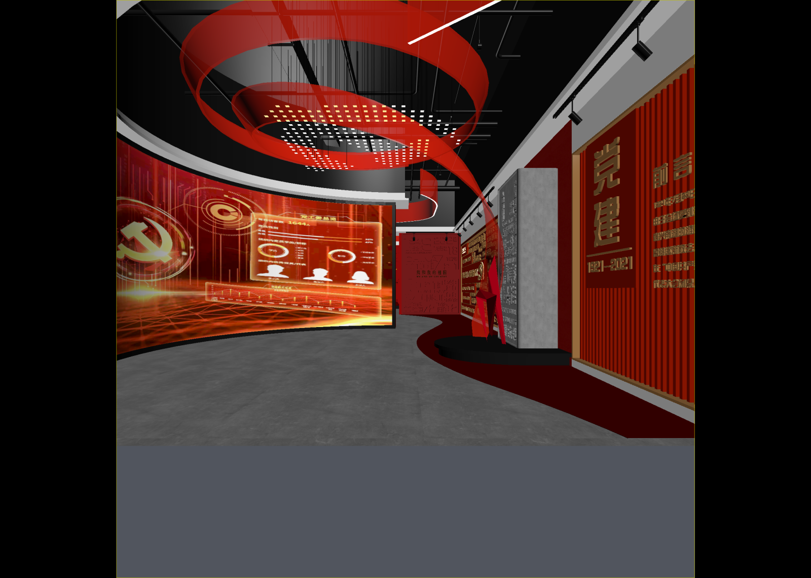 现代党建展厅3D模型下载【ID:1214836241】