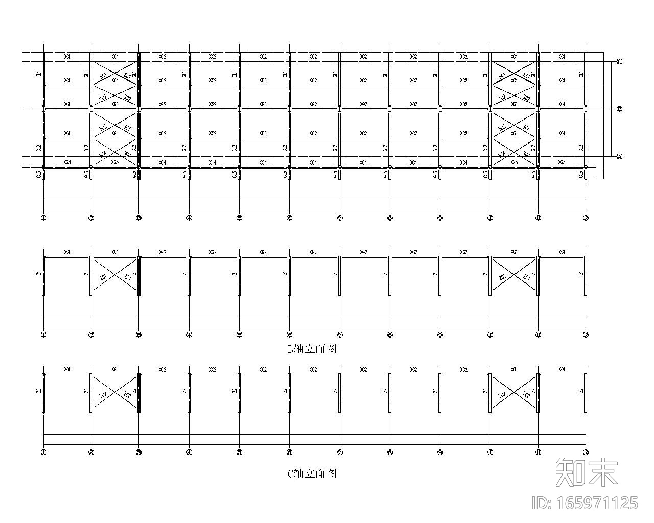 公交车站钢结构施工图（CAD）cad施工图下载【ID:165971125】