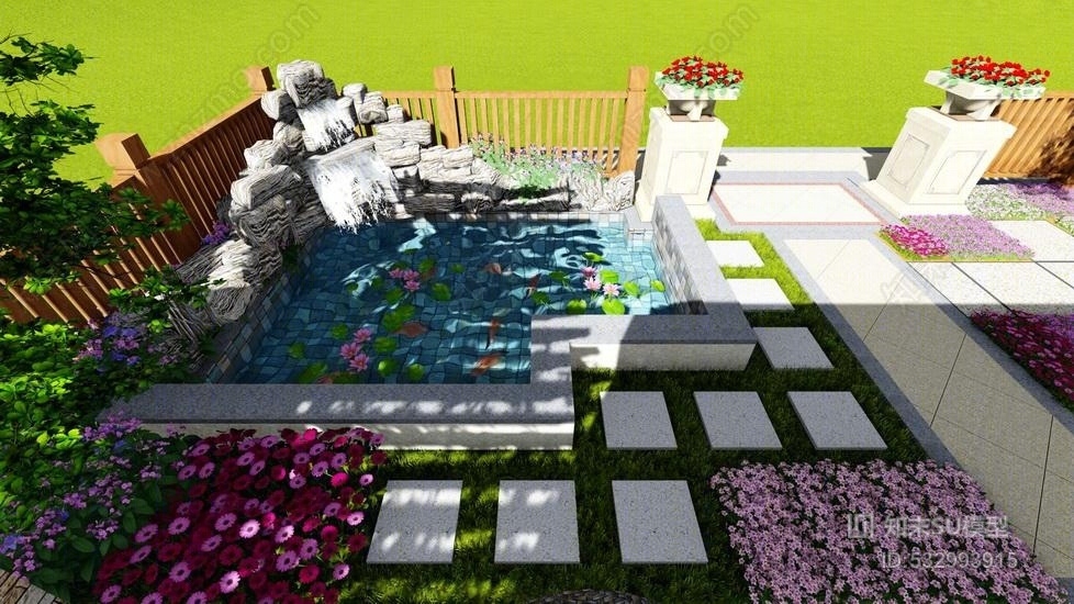 现代庭院景观SU模型下载【ID:532993915】