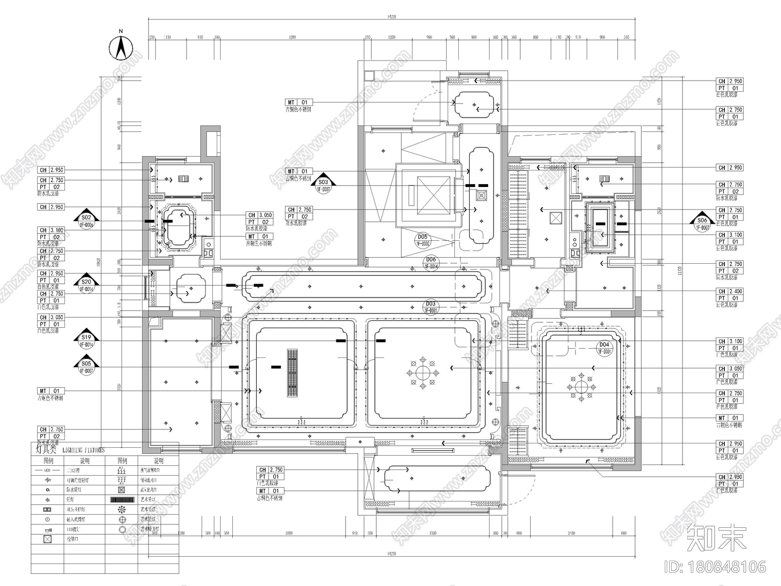 [山东]330㎡二层三居中式别墅样板间施工图施工图下载【ID:180848106】