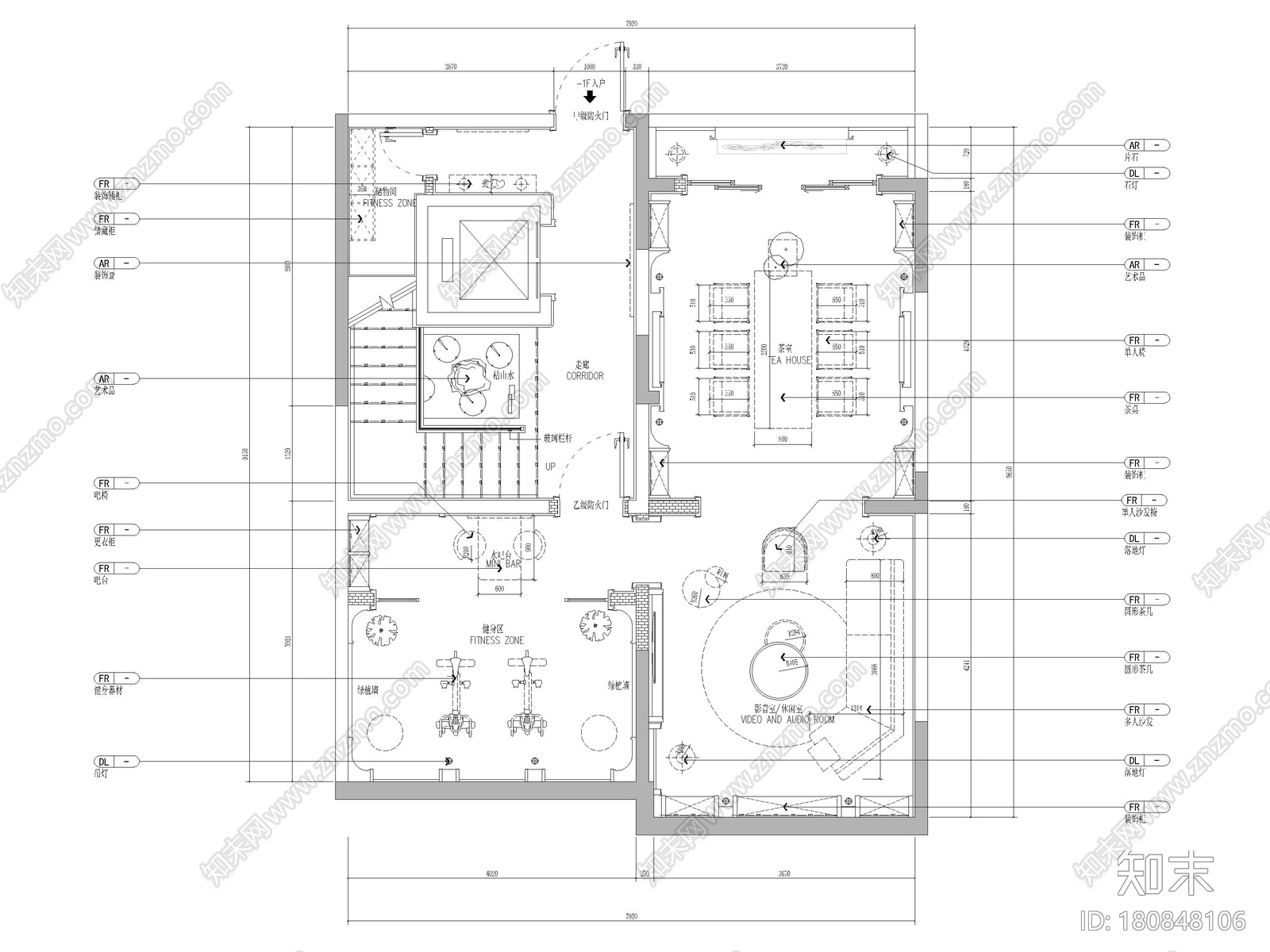 [山东]330㎡二层三居中式别墅样板间施工图施工图下载【ID:180848106】