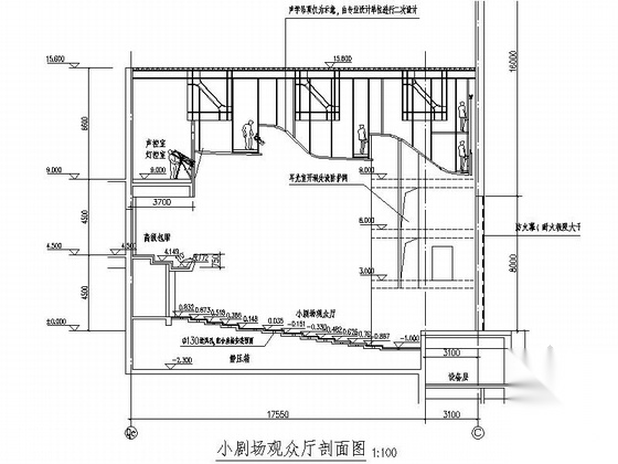 [吉林]现代风格四层剧院施工图cad施工图下载【ID:165147123】