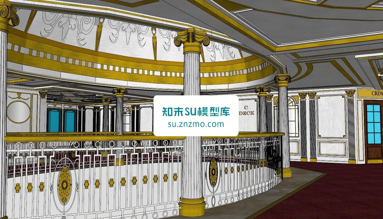 欧式展馆内部设计SU模型下载【ID:148494241】