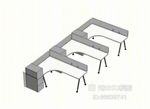 办公桌组合SU模型下载【ID:86639741】