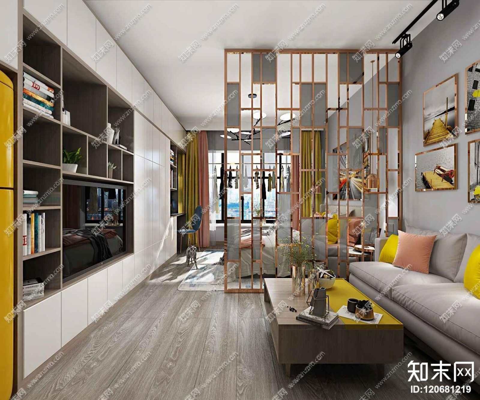 现代单身公寓卧室3D模型下载【ID:120681219】