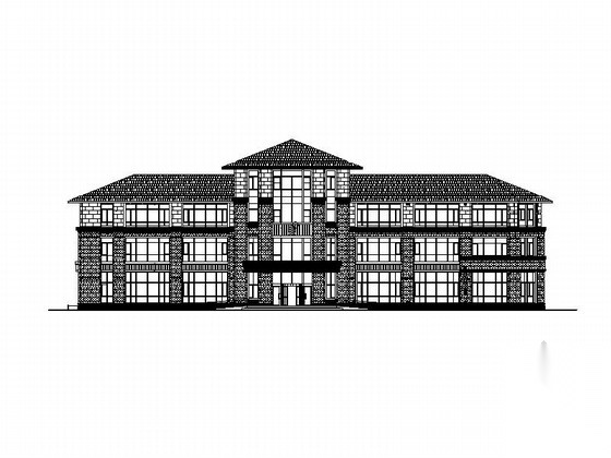 [大连]四层温泉酒店接待中心建筑施工图cad施工图下载【ID:164865185】