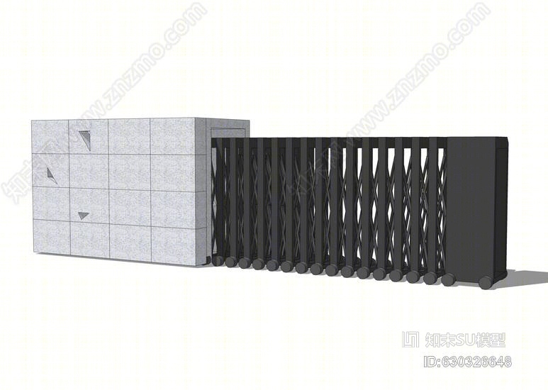 自动伸缩门SU模型下载【ID:630326648】