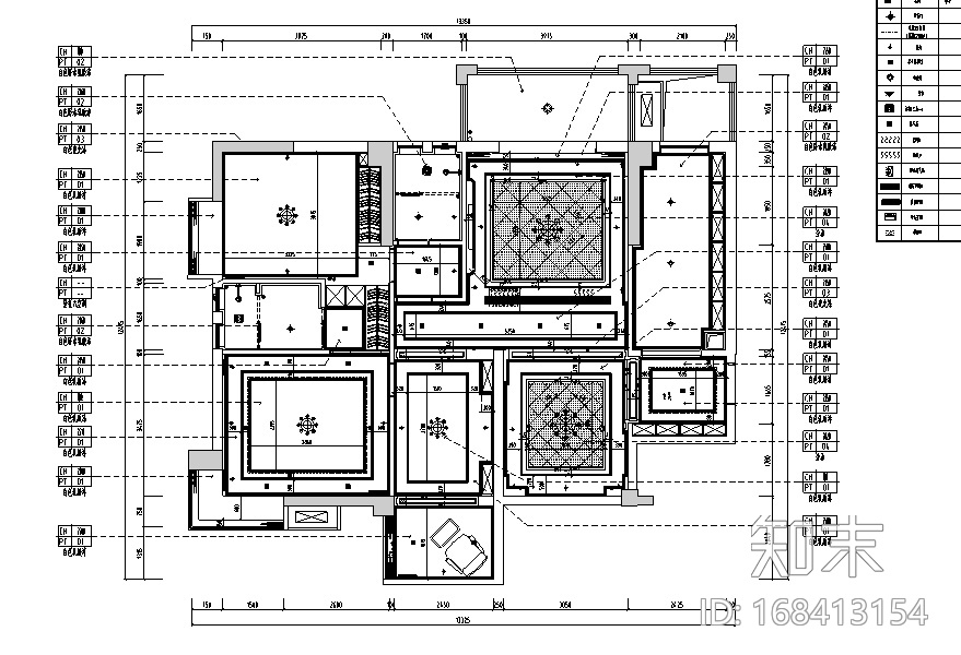 [湖北]大润发汽车新城B户型样板房设计施工图（附效果图...cad施工图下载【ID:168413154】