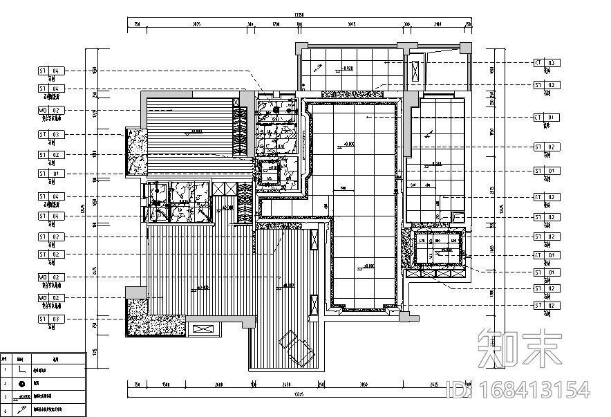 [湖北]大润发汽车新城B户型样板房设计施工图（附效果图...cad施工图下载【ID:168413154】