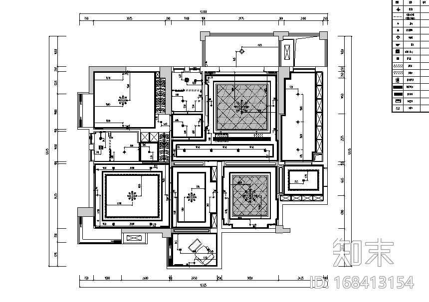 [湖北]大润发汽车新城B户型样板房设计施工图（附效果图...cad施工图下载【ID:168413154】