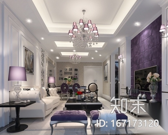 [重庆]知名楼盘欧式风情两居室样板房装修施工图cad施工图下载【ID:167173120】