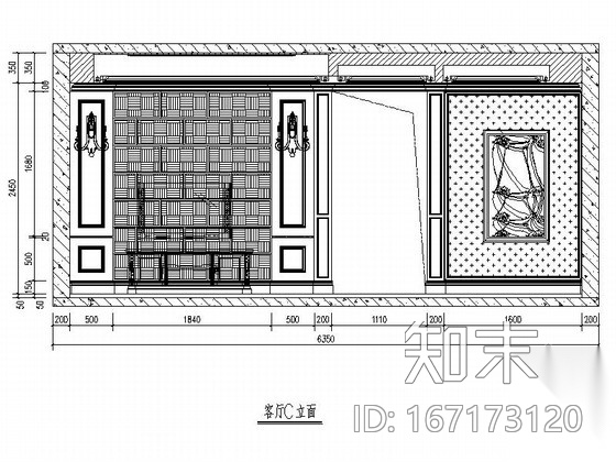 [重庆]知名楼盘欧式风情两居室样板房装修施工图cad施工图下载【ID:167173120】