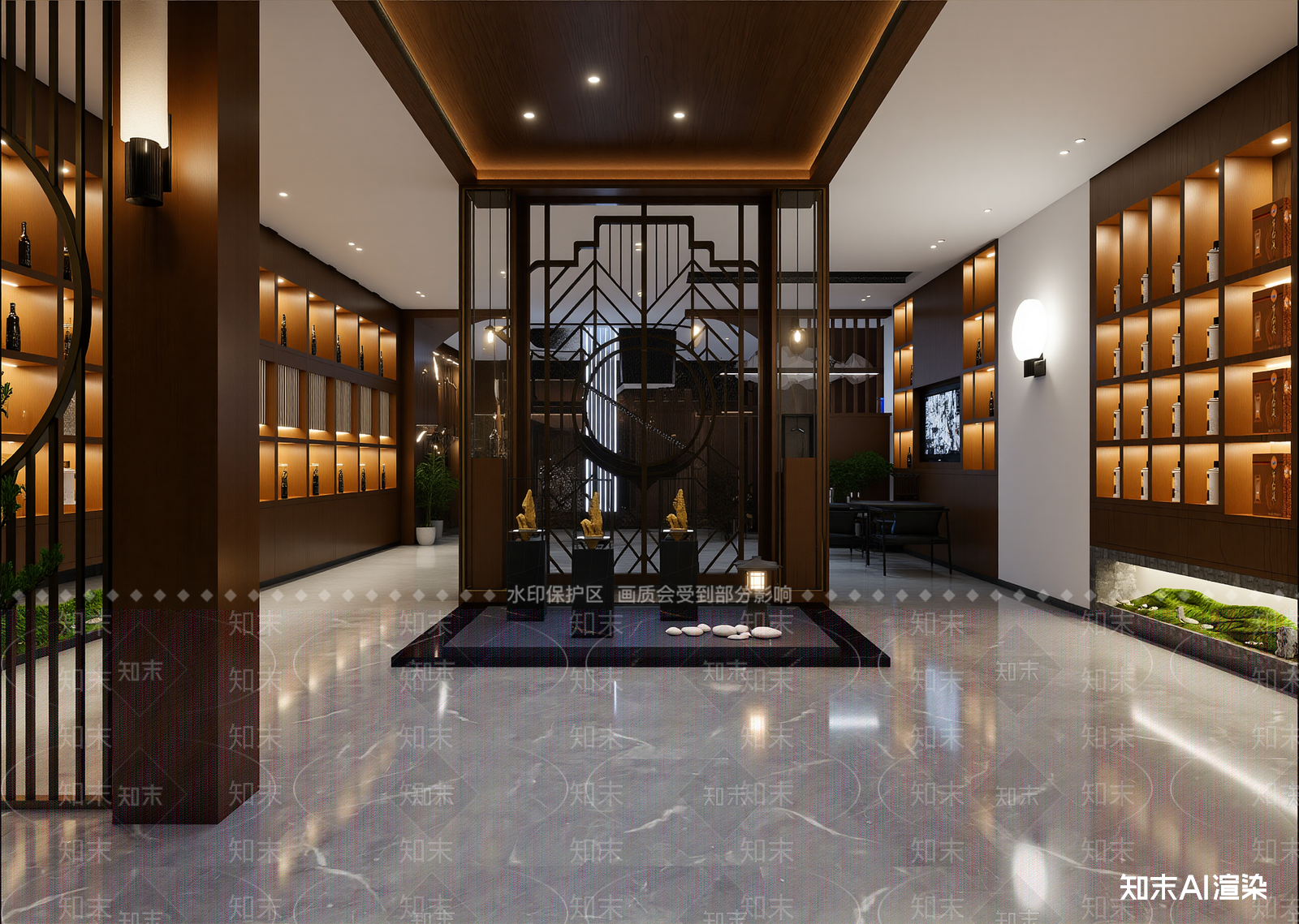 新中式酒店大堂3D模型下载【ID:1214743778】