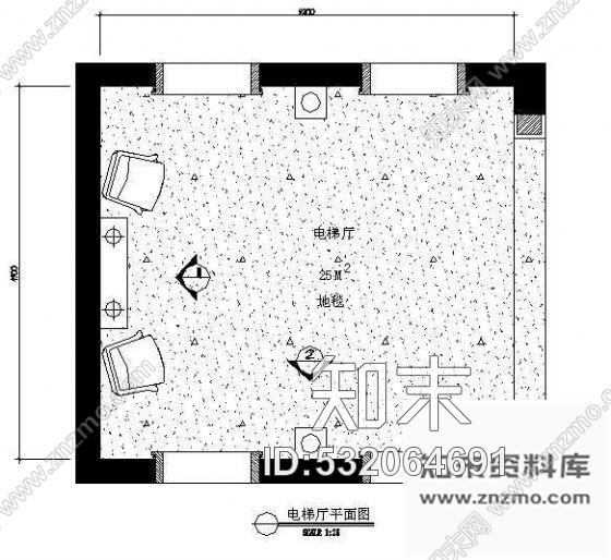 五星酒店电梯间图cad施工图下载【ID:532064691】