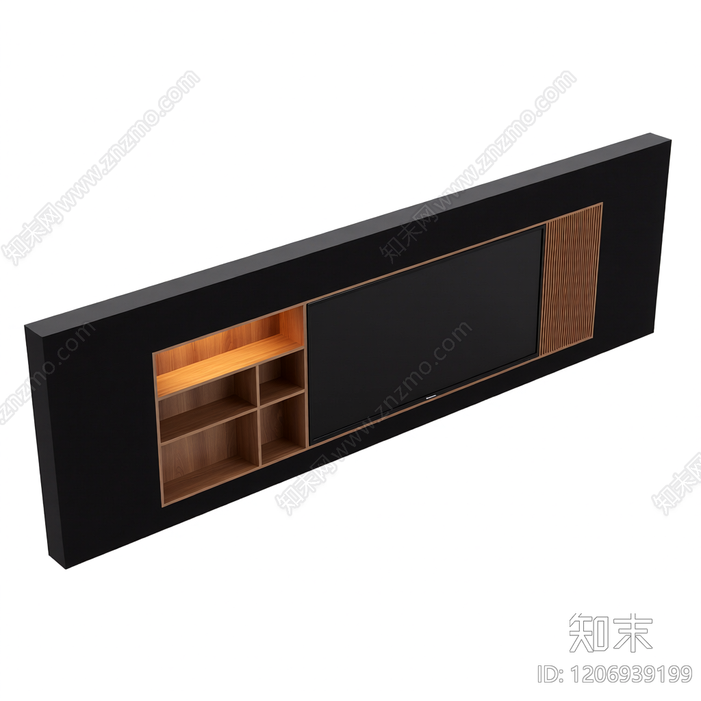 黑色电视墙模型3D模型下载【ID:1206939199】
