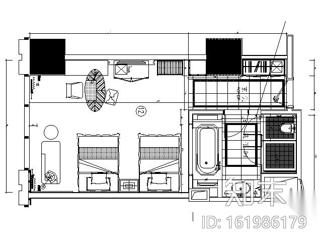 [上海]五星豪华酒店C12型套房施工图cad施工图下载【ID:161986179】