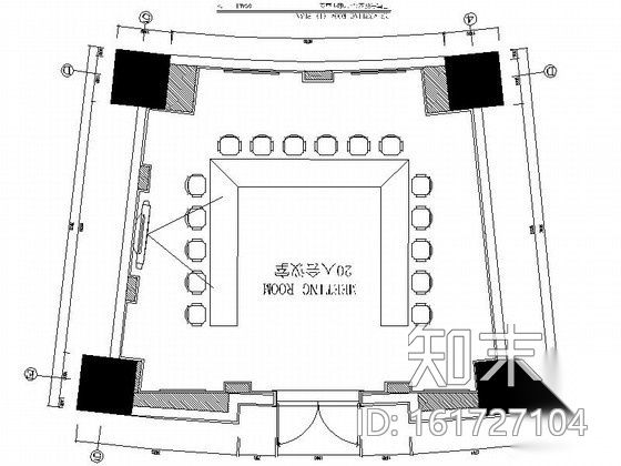 现代董事长会议室装修图（含效果）cad施工图下载【ID:161727104】