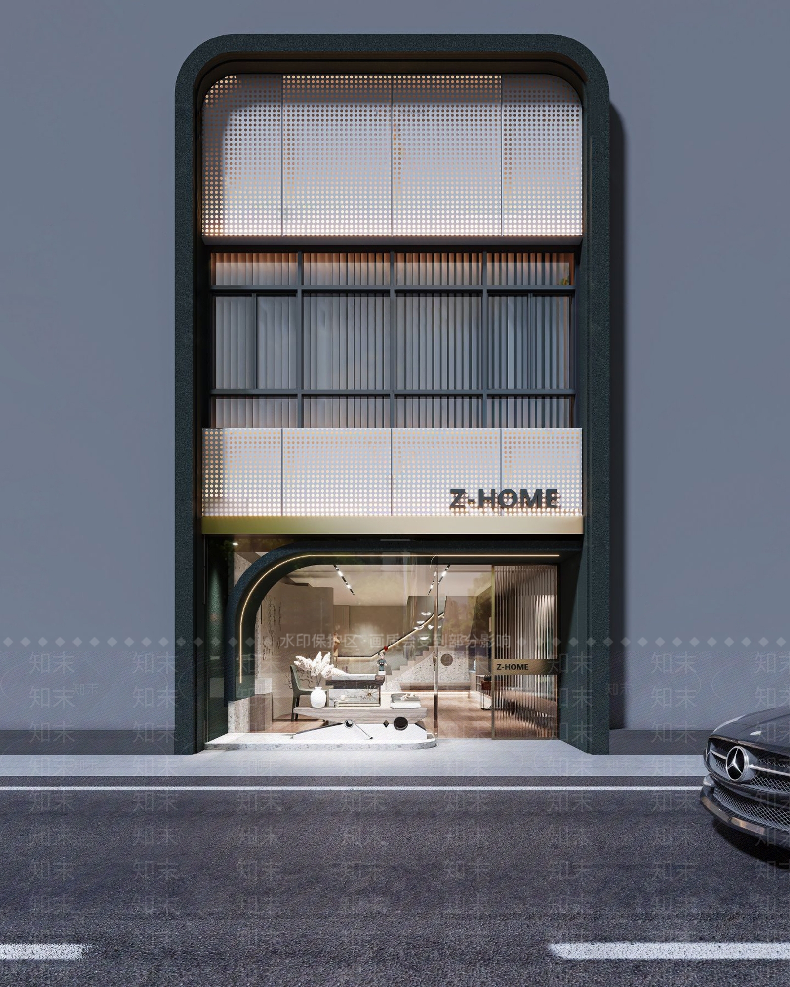 现代轻奢店铺门头门面3D模型下载【ID:1112851757】