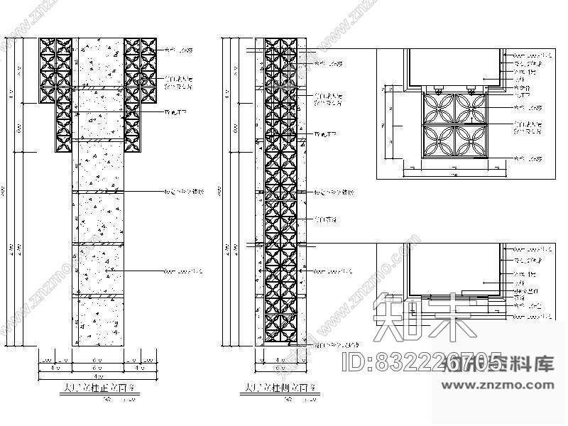 图块/节点酒楼装饰柱立面图cad施工图下载【ID:832226705】