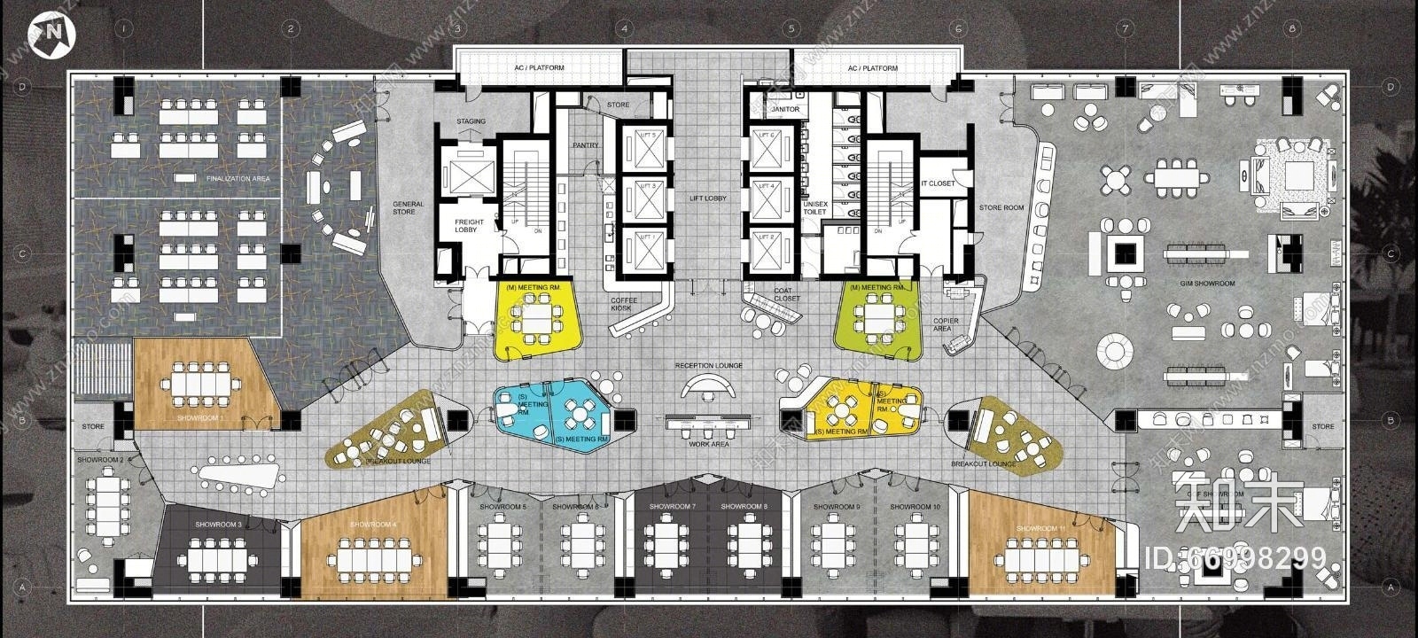 【B&CO设计】上海利丰广场办公室4F-9Fcad施工图下载【ID:66998299】