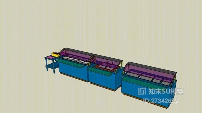 餐厅风格的厨房备餐室的单位SU模型下载【ID:917809695】