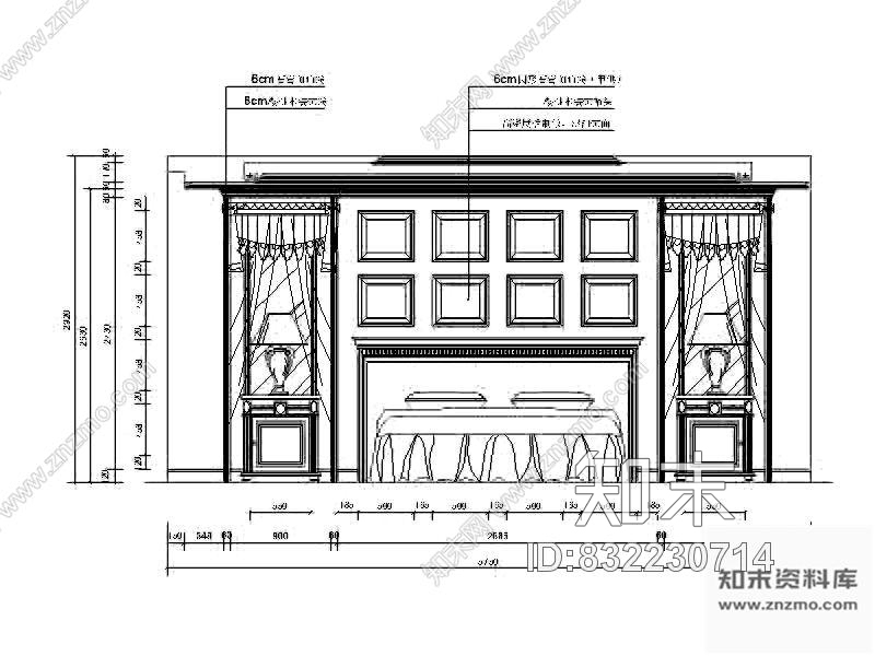 图块/节点欧式卧室背景立面图施工图下载【ID:832230714】