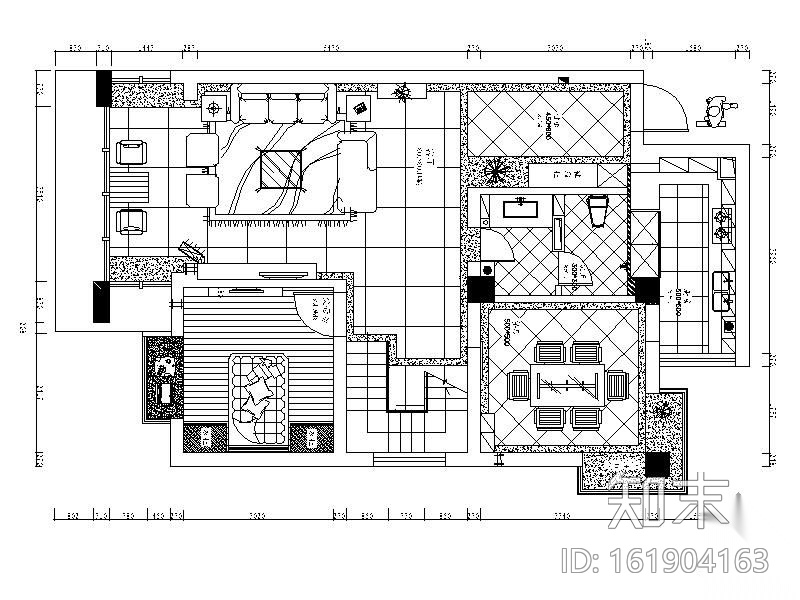 现代风格别墅装修图(含效果)cad施工图下载【ID:161904163】