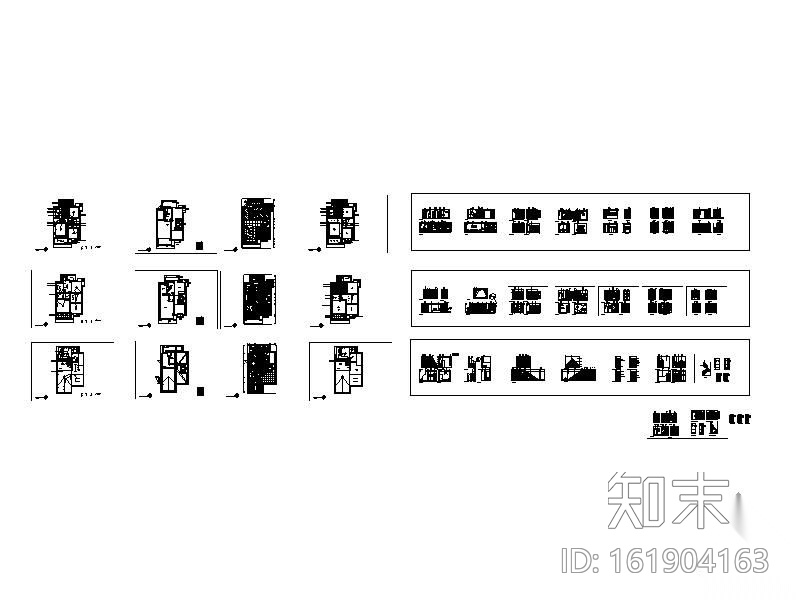 现代风格别墅装修图(含效果)cad施工图下载【ID:161904163】