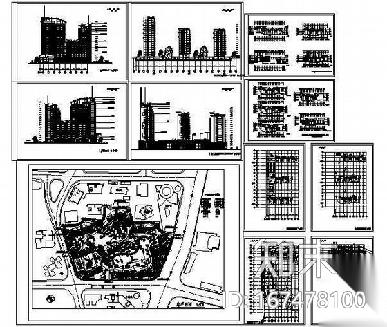 某高层住宅小区建筑规划总图cad施工图下载【ID:167478100】