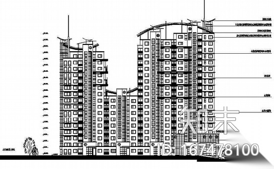 某高层住宅小区建筑规划总图cad施工图下载【ID:167478100】