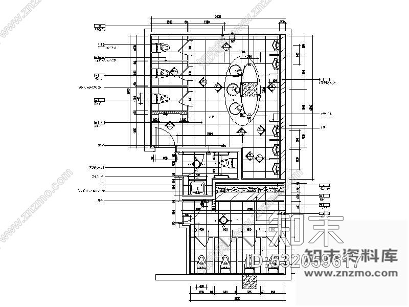 施工图酒店卫生间装修图cad施工图下载【ID:532059617】