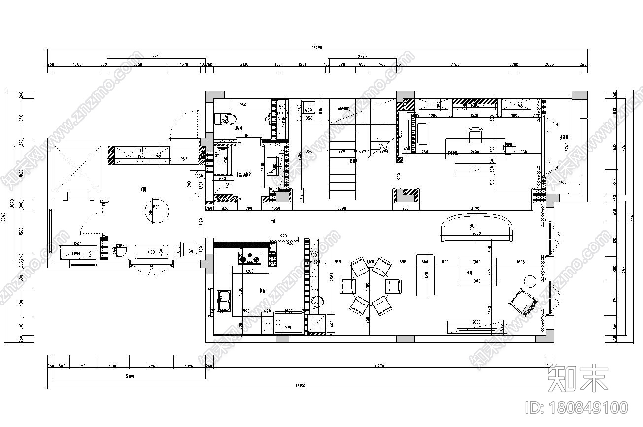 简约风格三层别墅住宅装修施工图设计施工图下载【ID:180849100】