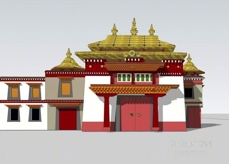 西藏风建筑SU模型下载【ID:86562262】