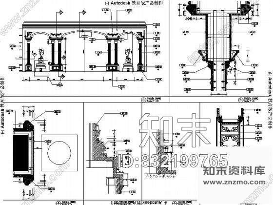 图块/节点欧式门厅详图cad施工图下载【ID:832199765】