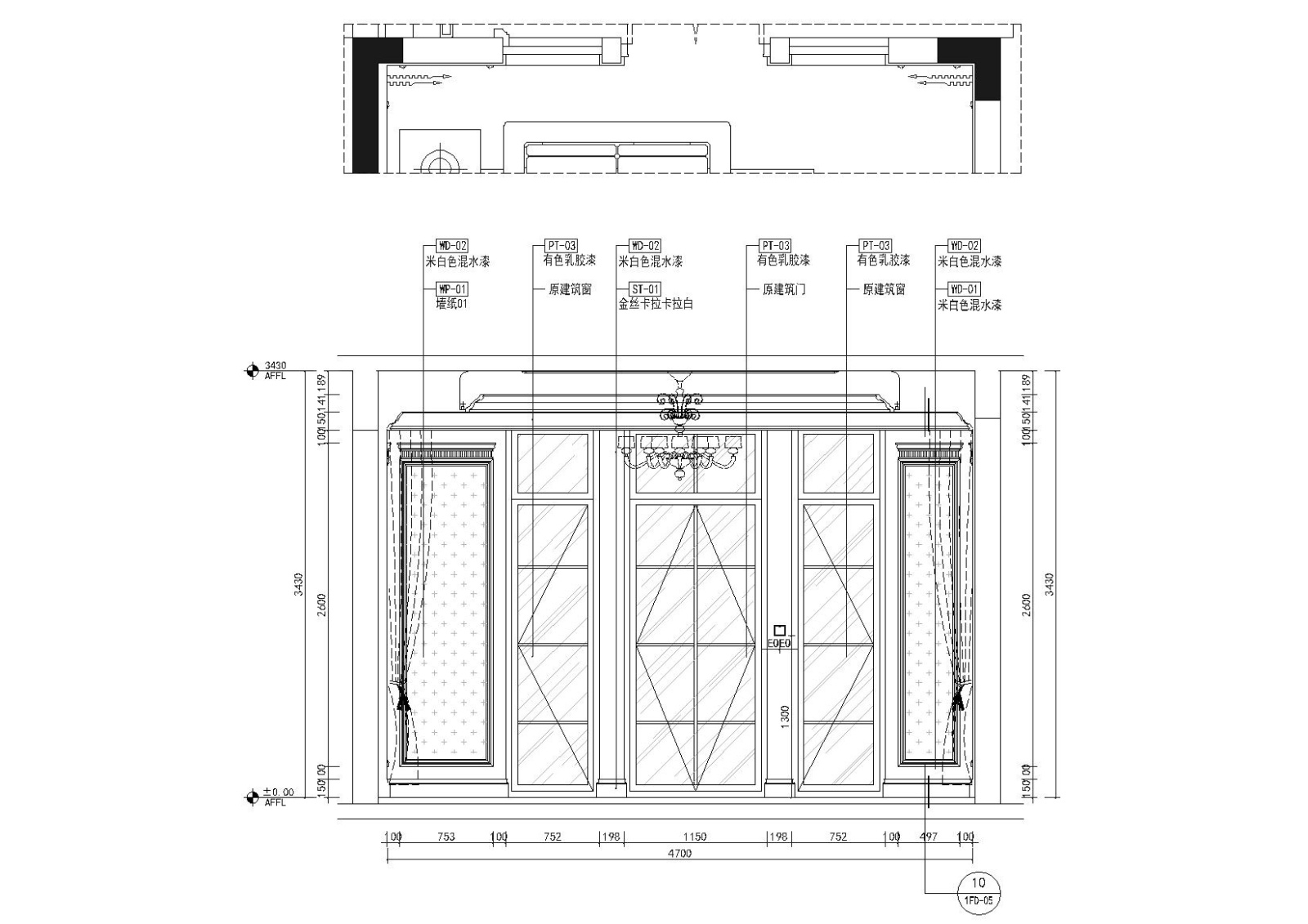 [南京]三层简欧四居室别墅样板间​施工图cad施工图下载【ID:160650176】